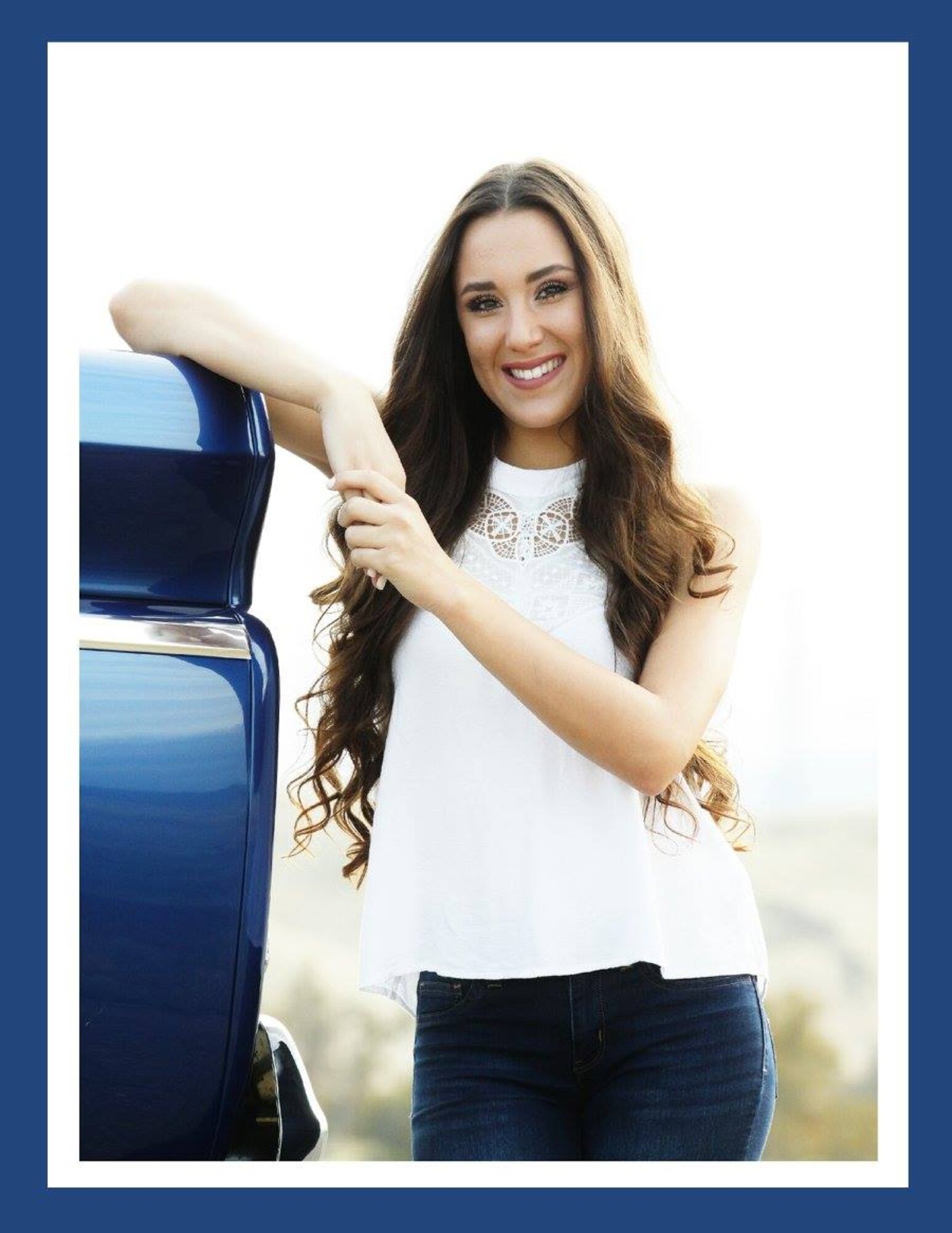 Senior portrait of a girl with her classic truck in Nevada